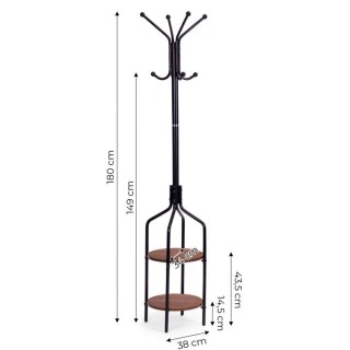 Επιδαπέδια Κρεμάστρα με 8 Γάντζους 180 cm Μαύρο Modernhome VKY-6036