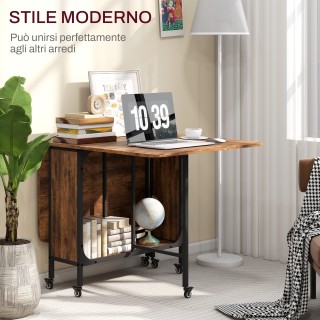 HOMCOM Πτυσσόμενο Τραπέζι με 6 Ρόδες και Ράφι Βιομηχανικού Στυλ από... HOMCOM Πτυσσόμενο Τραπέζι με 6 Ρόδες και Ράφι Βιομηχανικού Στυλ από...