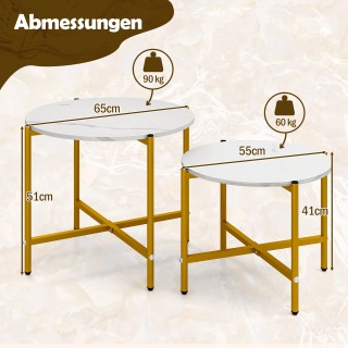 Costway Σετ Στρογγυλών Τραπεζιών Καθιστικού με Μεταλλικό Πλαίσιο σε...