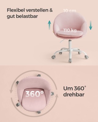 Καρέκλα Γραφείου SONGMICS Βελούδινη Ροζ OBG020R02 Καρέκλα Γραφείου SONGMICS Βελούδινη Ροζ OBG020R02