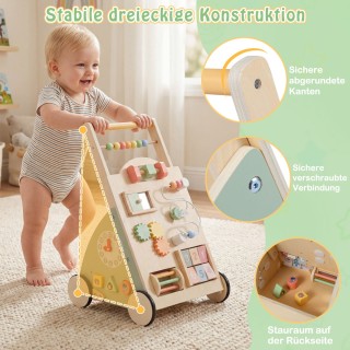 Costway Ξύλινος Περπατούρα με Ρόδες & Καλάθι Αποθήκευσης Περπατορού...