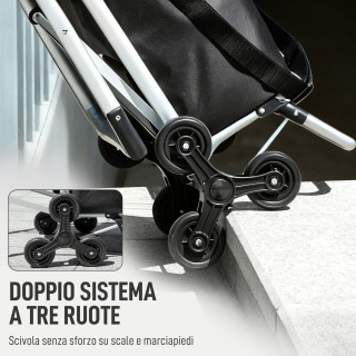 HOMCOM Καλάθι Αγορών Αλουμινίου με Αδιάβροχη Τσάντα 40L και Κάθισμα...