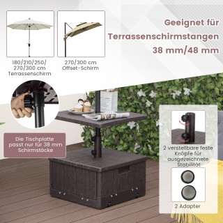 Costway Καφέ Βάση Ομπρέλας με Τραπεζάκι, Ρόδες και Λαβή NP11093CF Costway Καφέ Βάση Ομπρέλας με Τραπεζάκι, Ρόδες και Λαβή NP11093CF