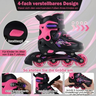 Costway Παιδικά ρυθμιζόμενα inline πατίνια 4 μεγεθών με φωτιζόμενες... Costway Παιδικά ρυθμιζόμενα inline πατίνια 4 μεγεθών με φωτιζόμενες...