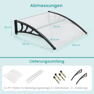 Costway Αλουμινένια & Πολυκαρμπονική Στέγη Εισόδου 102 x 99 cm - Ασ... Costway Αλουμινένια & Πολυκαρμπονική Στέγη Εισόδου 102 x 99 cm - Ασ...