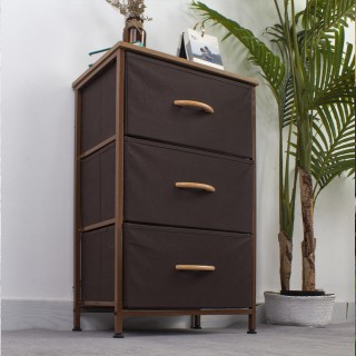 BAKAJI Καφέ Ξύλινη Συρταριέρα με 3 Ράφια Υφάσματος 75x46x30εκ 02814749 BAKAJI Καφέ Ξύλινη Συρταριέρα με 3 Ράφια Υφάσματος 75x46x30εκ 02814749