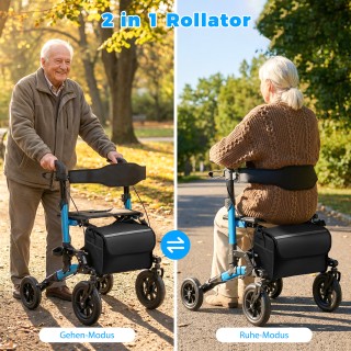 Costway Πτυσσόμενος αλουμινένιος περιπατητήρας ταξιδιού 2 σε 1 με κ...