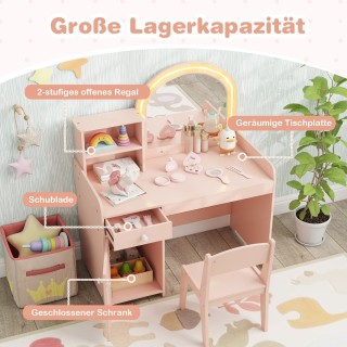 Costway Παιδικό Σετ Τραπέζι Μακιγιάζ με Κάθισμα, Καθρέφτη, LED Φωτι... Costway Παιδικό Σετ Τραπέζι Μακιγιάζ με Κάθισμα, Καθρέφτη, LED Φωτι...