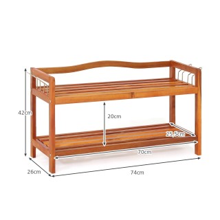 Costway  Διπλό Ράφι Παπουτσιών από Μαόνι Akazienholz με Μεταλλικά Π...