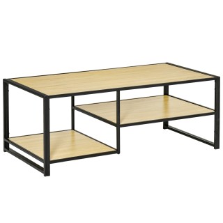 Τραπεζάκι σαλονιού HOMCOM Industrial Style με 3 Ράφια, σε MDF και Α...