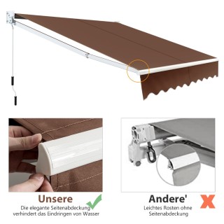 Costway Καφέ Τέντα 2,5 x 2 μ με Ανθεκτικό UV & Αδιάβροχο Υλικό & Μα...