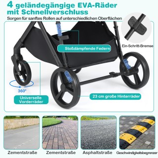 Costway Αναδιπλούμενο παιδικό καρότσι 3 σε 1 με αναστρέψιμο κάθισμα...