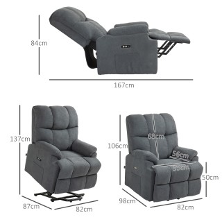 HOMCOM  Πολυθρόνα Ανύψωσης με Υποπόδιο και Τηλεχειριστήριο, από Ύφα...