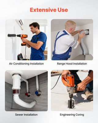 VEVOR Διαμαντοτρύπανο Κορωνάκι 102mm, Βάθος 241mm, Σπείρωμα M16 QXZ...