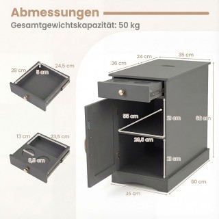 Costway Γκρι Κομοδίνο με Σταθμό Φόρτισης και Ρυθμιζόμενο Ξύλινο Ράφ... Costway Γκρι Κομοδίνο με Σταθμό Φόρτισης και Ρυθμιζόμενο Ξύλινο Ράφ...