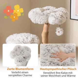 Costway  135cm Ξύλινος Ονυχοδρόμιο με Φωλιά Γάτας, Άνετη Πλατφόρμα ...