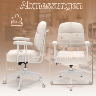 Costway Εργονομική Περιστρεφόμενη Καρέκλα Γραφείου με Μπράτσα & Ρόδ... Costway Εργονομική Περιστρεφόμενη Καρέκλα Γραφείου με Μπράτσα & Ρόδ...