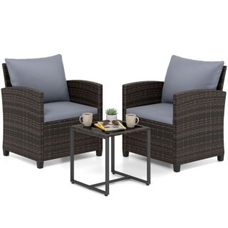 Costway Σετ κήπου 3 τεμαχίων με 2 πολυθρόνες, γυάλινο τραπέζι, μετα... Costway Σετ κήπου 3 τεμαχίων με 2 πολυθρόνες, γυάλινο τραπέζι, μετα...