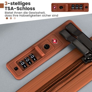 Costway Σετ 3 Βαλιτσών με Σκληρό Κέλυφος, Κλειδαριά TSA, Τηλεσκοπικ...