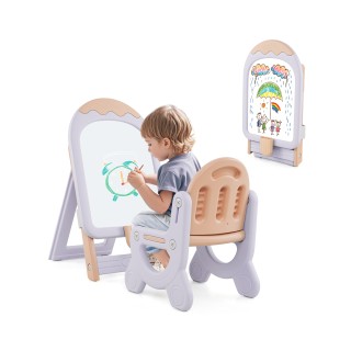 Costway Παιδική Ρυθμιζόμενη Πτυσσόμενη Καβαλέτα με Καρέκλα και Λευκ...