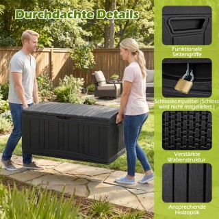 Costway Κουτί Αποθήκευσης Κήπου 300 Λίτρων από HDPE με Αεροκύλινδρο... Costway Κουτί Αποθήκευσης Κήπου 300 Λίτρων από HDPE με Αεροκύλινδρο...