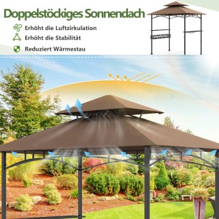 Costway Περίπτερο Ψησταριάς με Διπλή Στέγη & Πλευρικά Ράφια & Μεταλ...