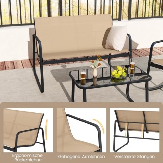 Costway Σετ Κήπου 4 Τεμαχίων με Ήπια Λικνιστική Κίνηση, Καφέ Χρώμα... Costway Σετ Κήπου 4 Τεμαχίων με Ήπια Λικνιστική Κίνηση, Καφέ Χρώμα...