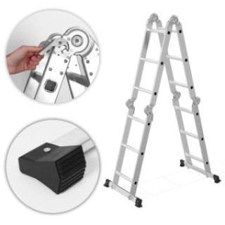 ModernHome Πτυσσόμενη Σκάλα Αλουμινίου 4x3 Μέγιστο Βάρος 150 kg WK4...