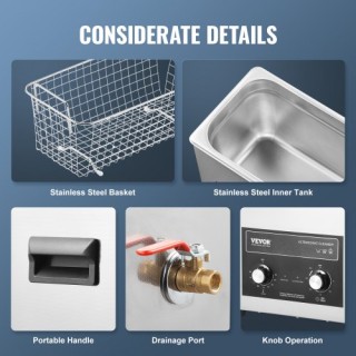 VEVOR  6L Υπερηχητικός Καθαριστής με Θερμαντήρα, Χρονοδιακόπτη & Κα...