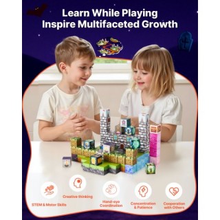 VEVOR Μαγνητικά Μπλοκ 100 Τεμάχια STEM Montessori Zombi Σετ Αισθητή...