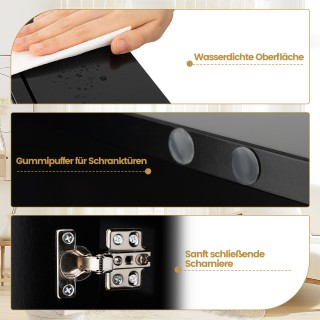 Costway Μαύρο Ντουλάπι Μπάνιου με Καθρέφτη 62 x 65 εκ. με 2 Καθρεπτ...