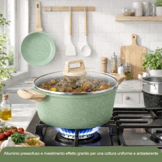 BAKAJI Πράσινο Σετ Κατσαρόλες 15 Τεμαχίων από Χυτοπρεσαριστό Αλουμί...