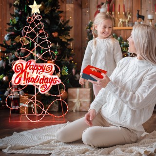 Costway  Πολύχρωμο Χριστουγεννιάτικο Δέντρο 170 εκ. με LED Φώτα και...