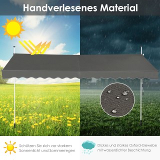 Costway Γκρι Τέντα Μπαλκονιού 200 εκ. Πλάτος Χωρίς Τρύπημα UV Ανθεκ... Costway Γκρι Τέντα Μπαλκονιού 200 εκ. Πλάτος Χωρίς Τρύπημα UV Ανθεκ...