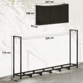 Outsunny Εξωτερικό Μεταλλικό Καυσόξυλο με Αδιάβροχο Κάλυμμα, Χωρητι... Outsunny Εξωτερικό Μεταλλικό Καυσόξυλο με Αδιάβροχο Κάλυμμα, Χωρητι...