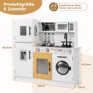 Costway Παιδική Κουζίνα με Αξεσουάρ Παιχνιδιού με Φούρνο & Πλυντήρι...