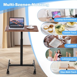 Costway  Ρυθμιζόμενο Γραφείο Laptop με Ρόδες και Μεταλλικό Σκελετό ...