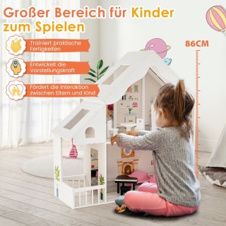 Costway Ξύλινο Κουκλόσπιτο με 3 Ορόφους και 8 Έπιπλα για Παιδιά απ... Costway Ξύλινο Κουκλόσπιτο με 3 Ορόφους και 8 Έπιπλα για Παιδιά απ...