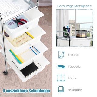 Costway Τροχήλατο με 4 στοιβαζόμενα συρτάρια, μεταλλικό πλαίσιο κα... Costway Τροχήλατο με 4 στοιβαζόμενα συρτάρια, μεταλλικό πλαίσιο κα...