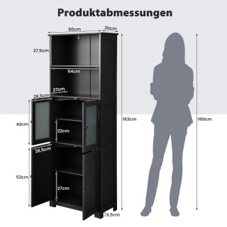 Πολυλειτουργικό Αποθηκευτικό Ντουλάπι με Ρυθμιζόμενα Ράφια και Γυάλ...