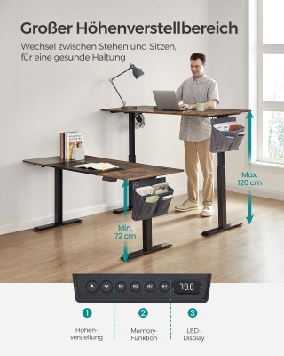 Ηλεκτρικό γραφείο SONGMICS ρυθμιζόμενο, 70x160x(72-120), μνήμη 4 θέ... Ηλεκτρικό γραφείο SONGMICS ρυθμιζόμενο, 70x160x(72-120), μνήμη 4 θέ...