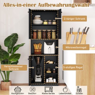 Costway Μπουφές Κουζίνας με 3 Πόρτες & Ανοιχτά Ράφια, Ψηλό Ντουλάπι... Costway Μπουφές Κουζίνας με 3 Πόρτες & Ανοιχτά Ράφια, Ψηλό Ντουλάπι...