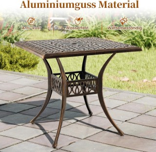 Costway Τραπέζι Βεράντας με Οπή Ομπρέλας - Τετράγωνο και Ανθεκτικό ...