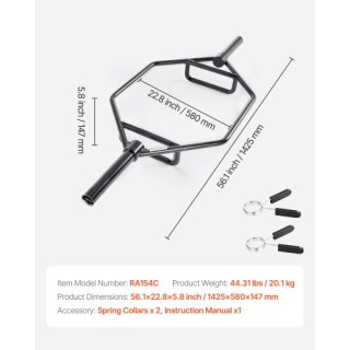 VEVOR Εξάγωνη Μπάρα Άρσης Βαρών για Καθίσματα, Ανασηκώσεις και Άρσε... VEVOR Εξάγωνη Μπάρα Άρσης Βαρών για Καθίσματα, Ανασηκώσεις και Άρσε...