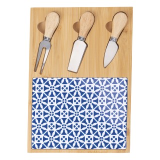 Galileo Σετ ξύλινος δίσκος κοπής και 3 μαχαίρια για τυρί από μπαμπο...