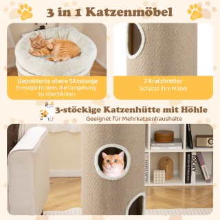 Costway Τετραώροφο Καταφύγιο Γάτας για Πολλές Γάτες με Αποσπώμενο Μ...