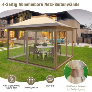 Costway Πτυσσόμενο Κιόσκι 3,6 x 3,6 μ με Κουνουπιέρα και UV Προστασ...