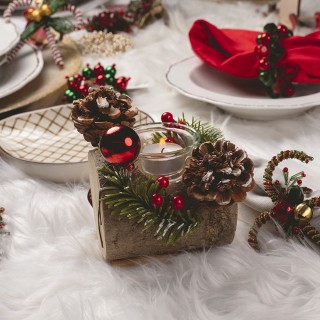 Galileo Χριστουγεννιάτικη βάση κεριών από ξύλο λεύκας Santas House ...