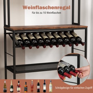 Costway  Οργανωτικό Ράφι Κουζίνας με Ξύλινη Επιφάνεια και Ράφι Κρασ...