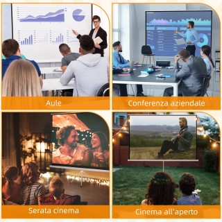 HOMCOM 120 Οθόνη προβολέα 4:3 σε σχήμα διχτυωτό ύφασμα, πλαστικό κα...